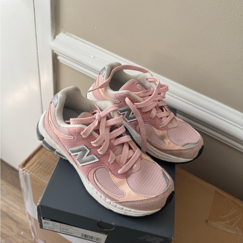 New Balance Kids Light Pink and Gray Sneakers